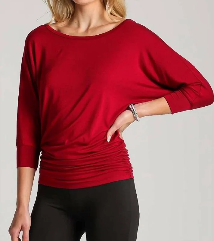 Sasha Boatneck Dolman Top In Wine Unbeatable Deals