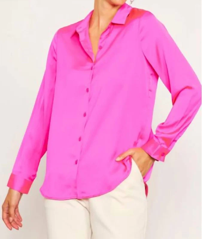 Satin Classic Button Down Shirt In Pretty In Pink Lighten Up With Nordic Styles