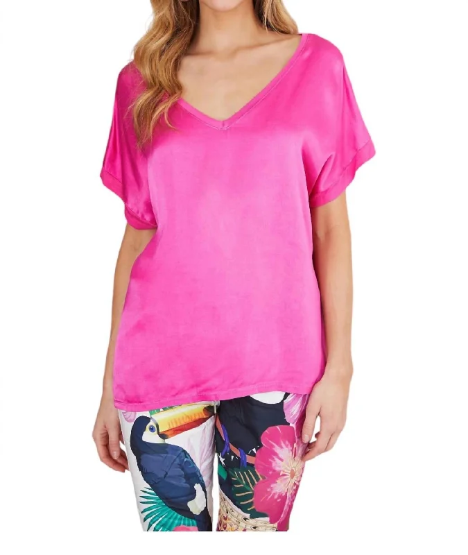 Satin Cotton Top In Fuschia Best Sellers