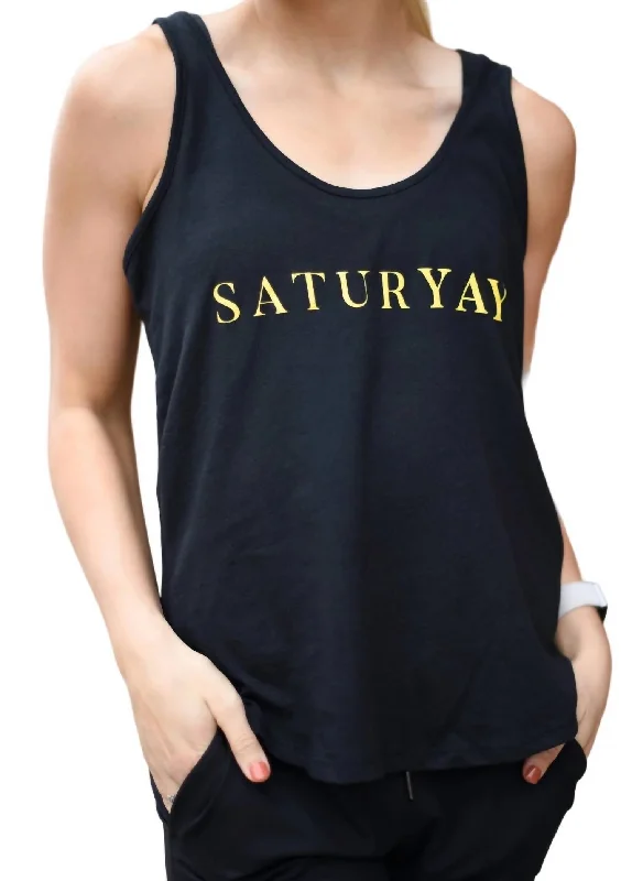 Saturyay Tank In Black/yellow Vintage Charm