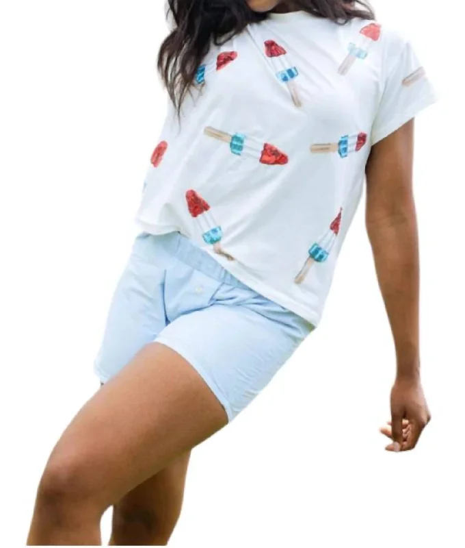 Scattered Bomb Pop Tee In White Stylish Spring Fashion