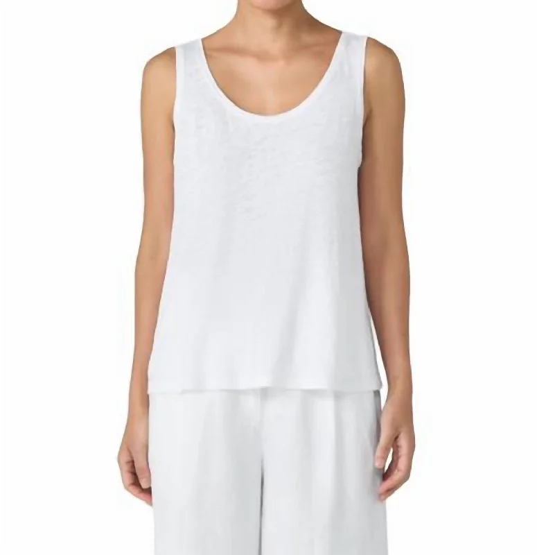 Scoop Neck Tank Top In White Update With Cottagecore Styles