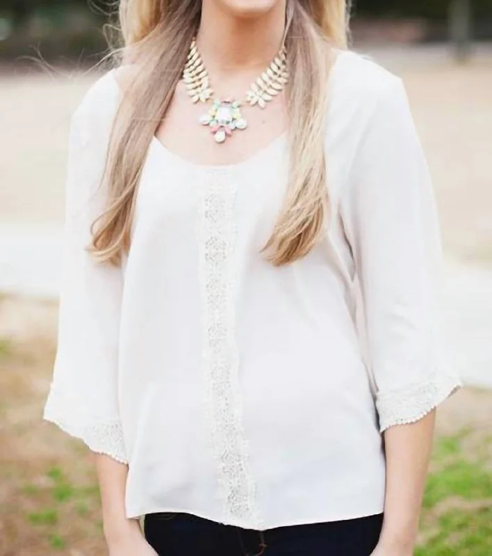 Scoop Neck With Crochet Details In Ivory Trend Alert