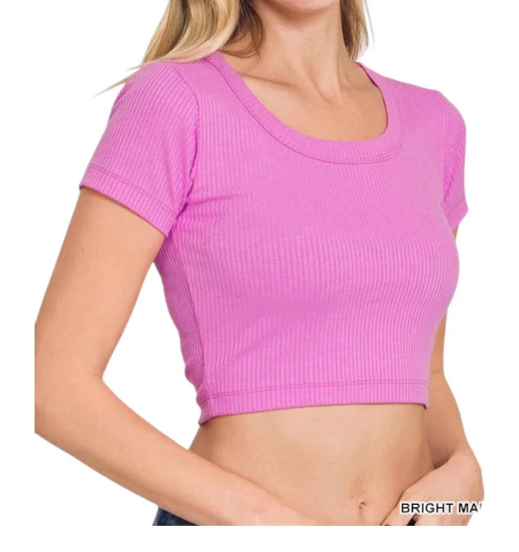 Seamless Ribbed Crop Top In Bright Mauve Limited Edition