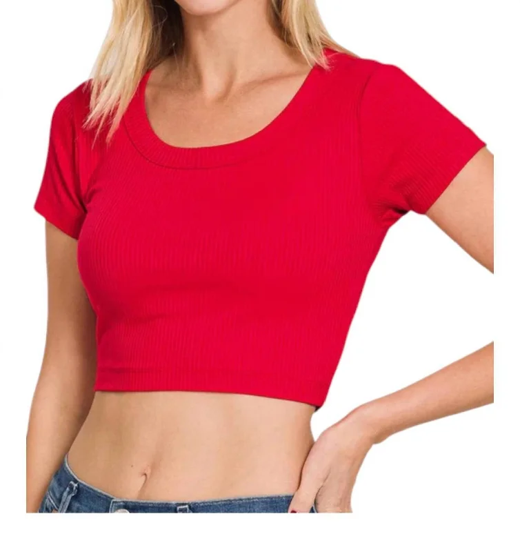 Seamless Ribbed Crop Top In Ruby The Latest Fashion Trends