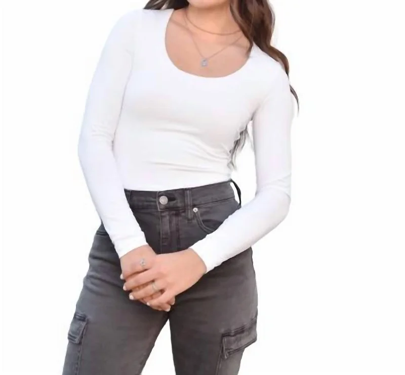 Second Skin Sofie Scoop Neck Top In White Clearance Sale, All Cheap