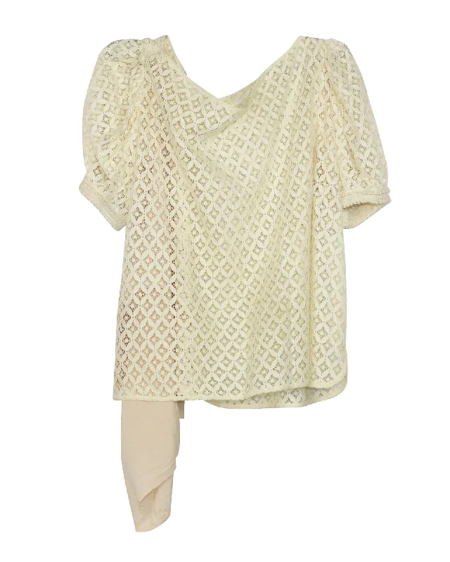 See By Chloe Lace Top in Cream Cotton Exclusive Sale