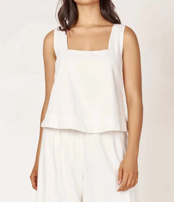 Selene Sleeveless Top In White Vintage Look