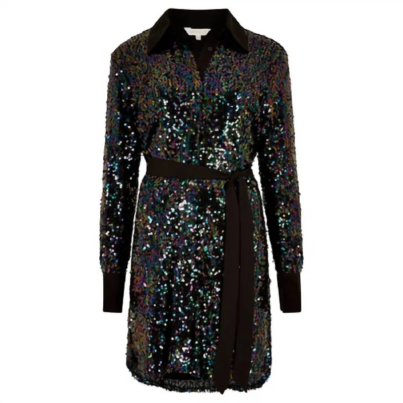 Sequin Contrast In Multi Parisian Effortless Chic Style