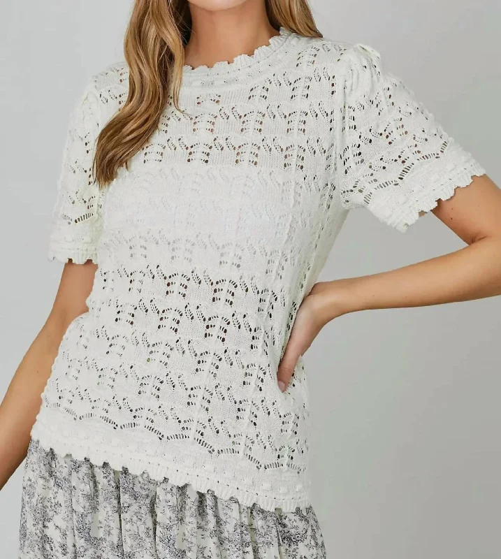 Sequoia Crochet Sweater In Cream Flowing Silhouette