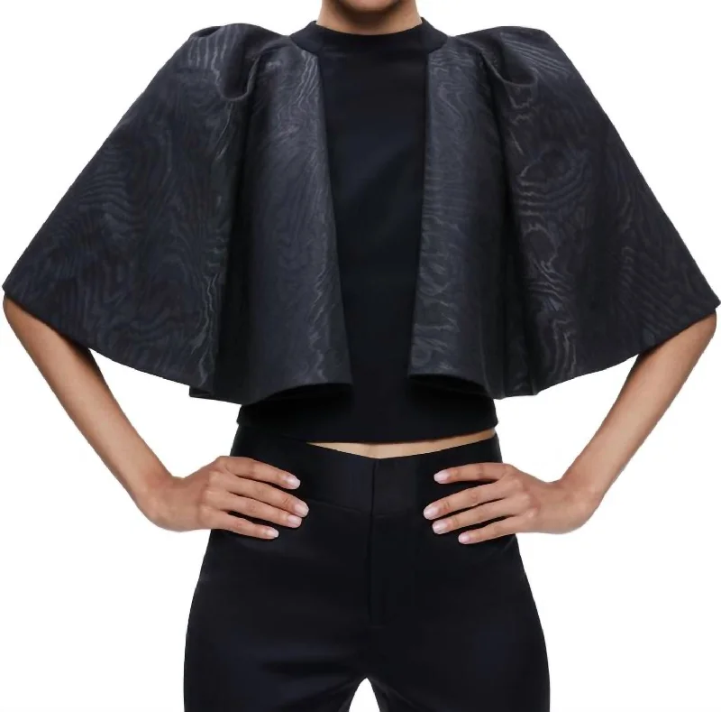 Sergia Cape Sleeve Top In Black Limited Time Special Offer