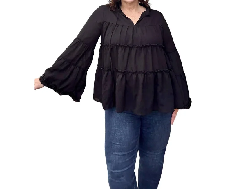 Sharona Tie Neck Woven Blouse In Black Fashion For Every Occasion