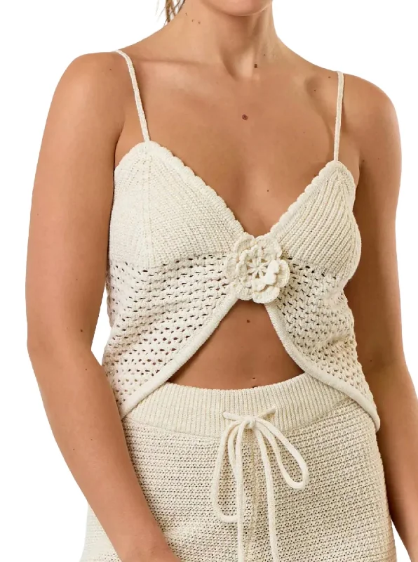 Shimmer Crochet Tank In Beige Fashion Sale