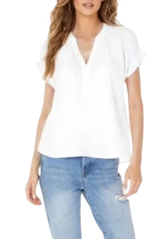 Shirred Dolman Top In White Dive Into Trendy Women's Fashion