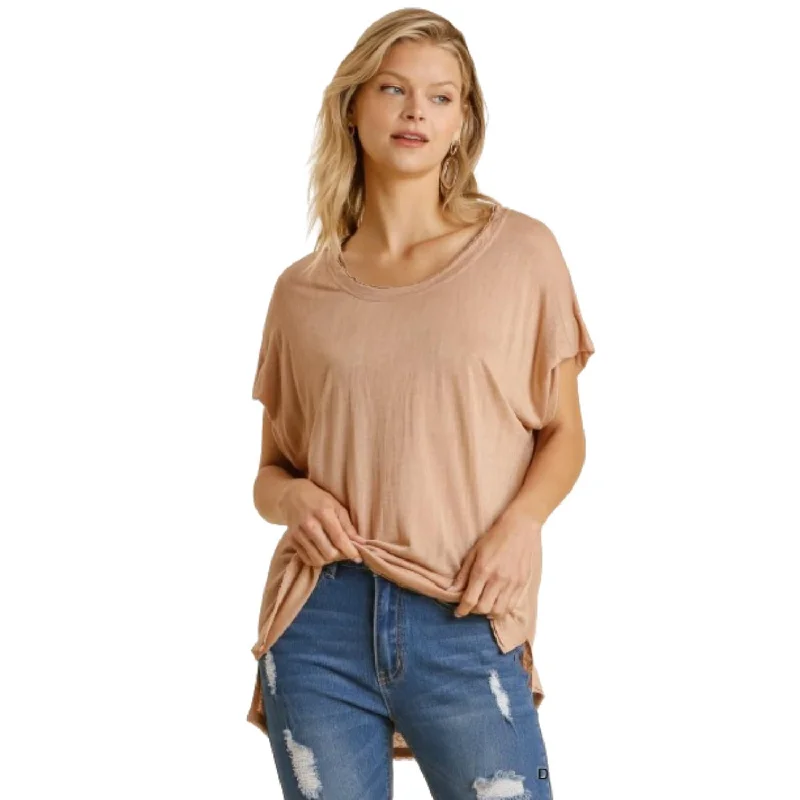 Short Sheer Dolman Sleeve Scoop Neck Top With Side Slit Now On Sale For Chic Urban Styles