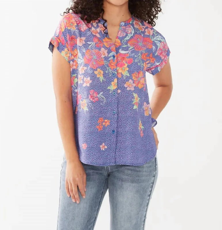 Short Sleeve Dolman Blouse In Tropic Fashion Sale