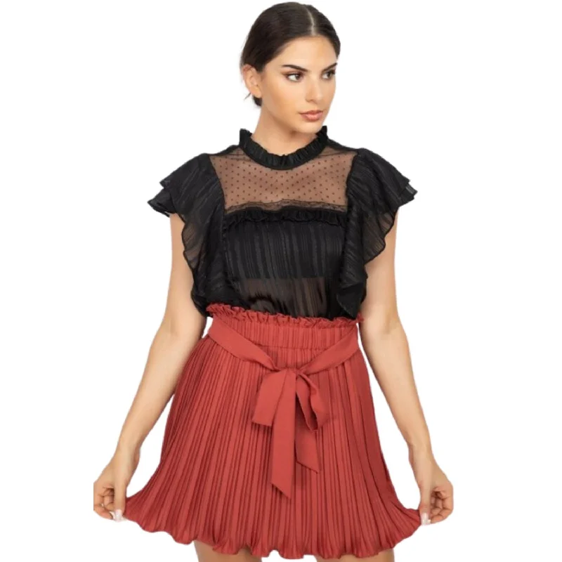 Short Sleeve Ruffle Shadow Top Exquisite Women's Wear Sale