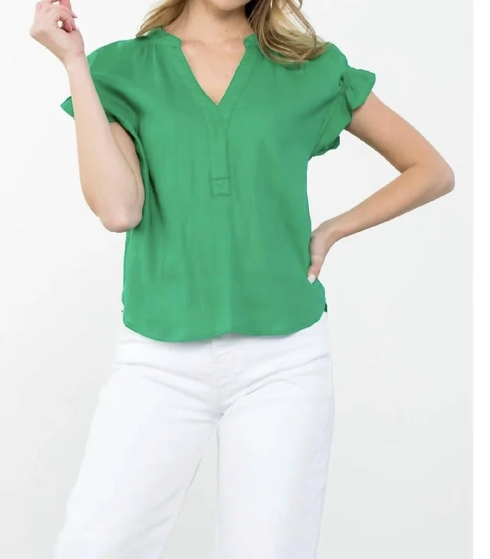 Short Sleeve Top In Green Stylish Savings