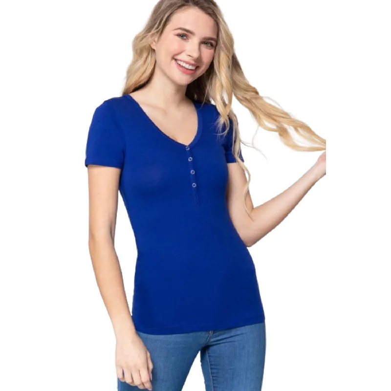 Short Slv V-neck Henley Knit Top Your Timeless Wardrobe Awaits