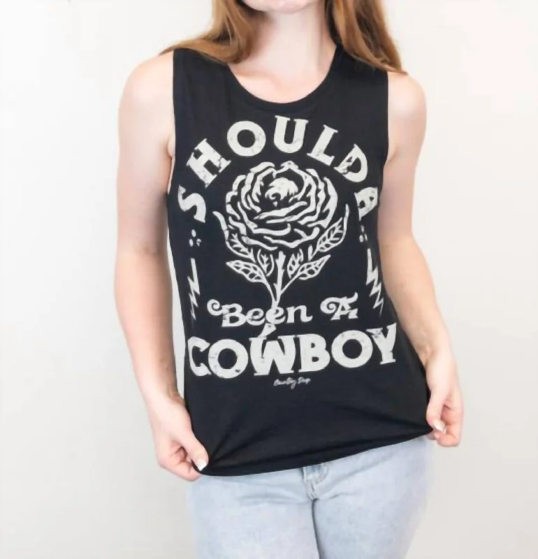 Shoulda Been A Cowboy Tank Top In Black Elegant Simplicity Wardrobe