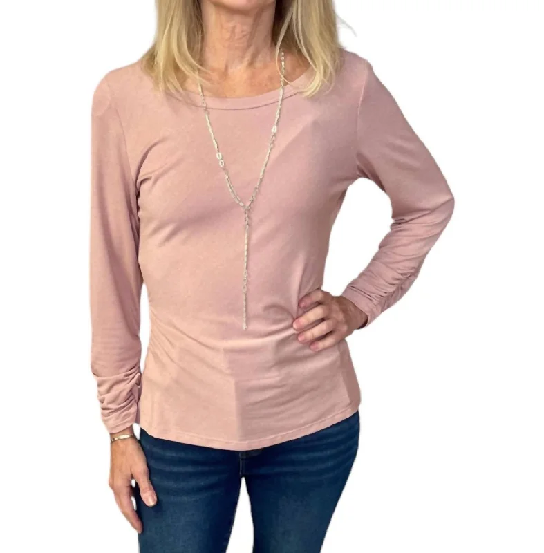 Side Ruched Top In Pink Latest Trends