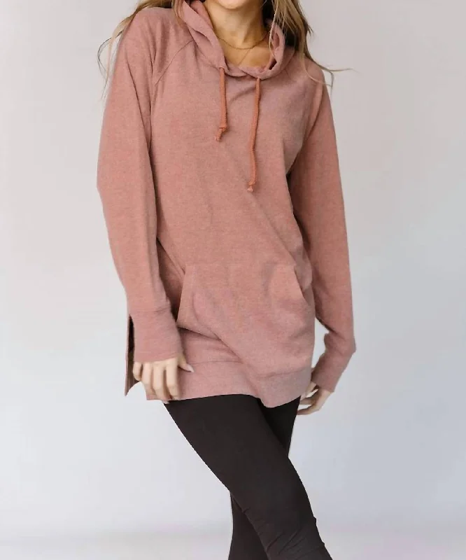 Sideslit Hoodie In Burnt Sienna Sale Event, Prices Rock