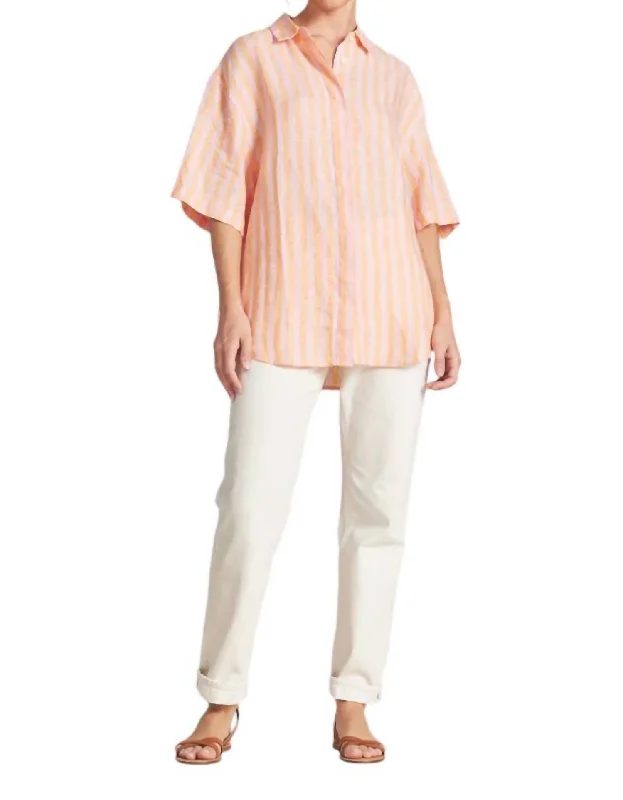 Sienna Button Down Shirt In Creamsicle Stripe Day To Night Styles