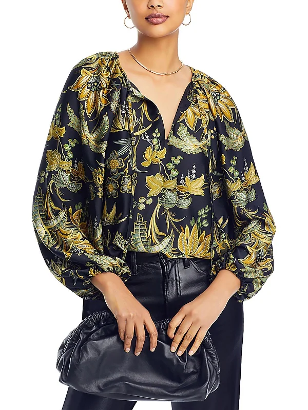 Sienna Womens Embellished Printed Blouse Trendy New Clothes