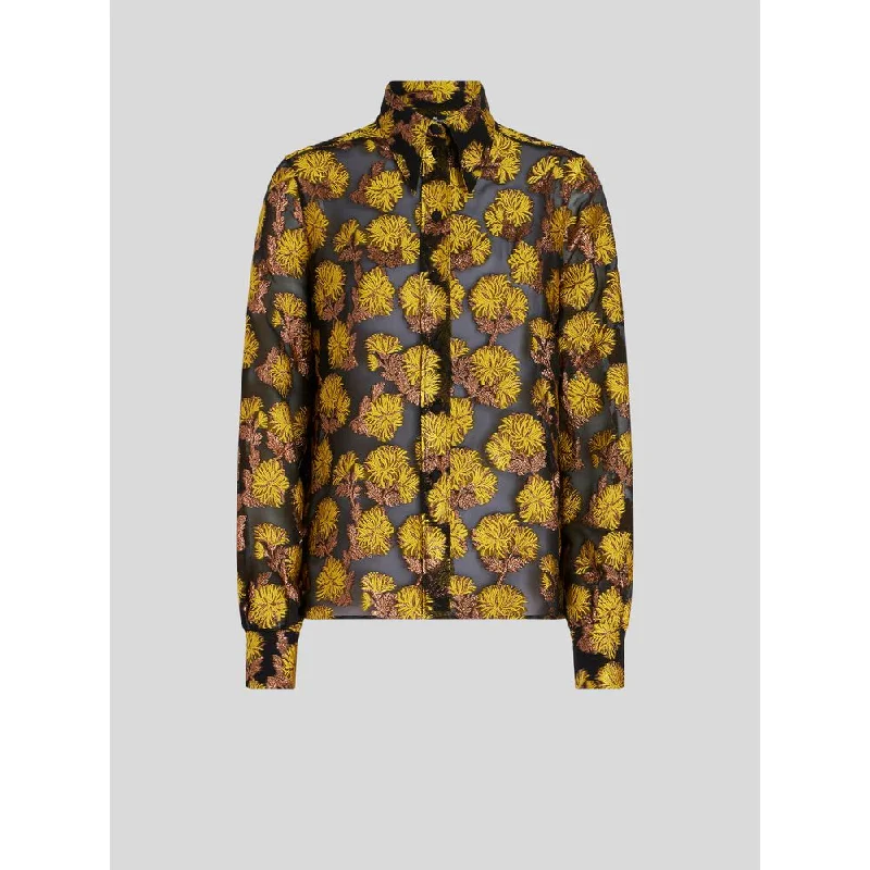 SILK SHIRT WITH DAHLIAS Enjoy Discount