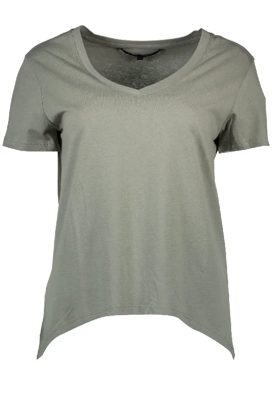 Silvian Heach Chic V-Neck  Tee with Logo Women's Detailing Latest Fashion