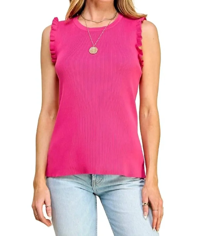 Sleeveless Ribbed Top In Fuchsia Chic Wardrobe Essentials