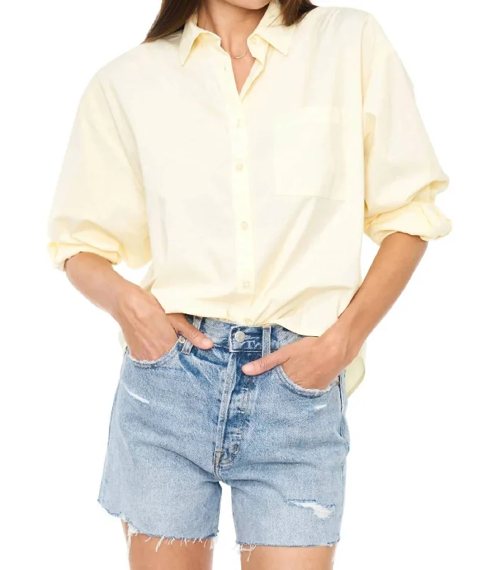 Sloan Oversized Button Down Shirt In Butter Yellow Clearance Event