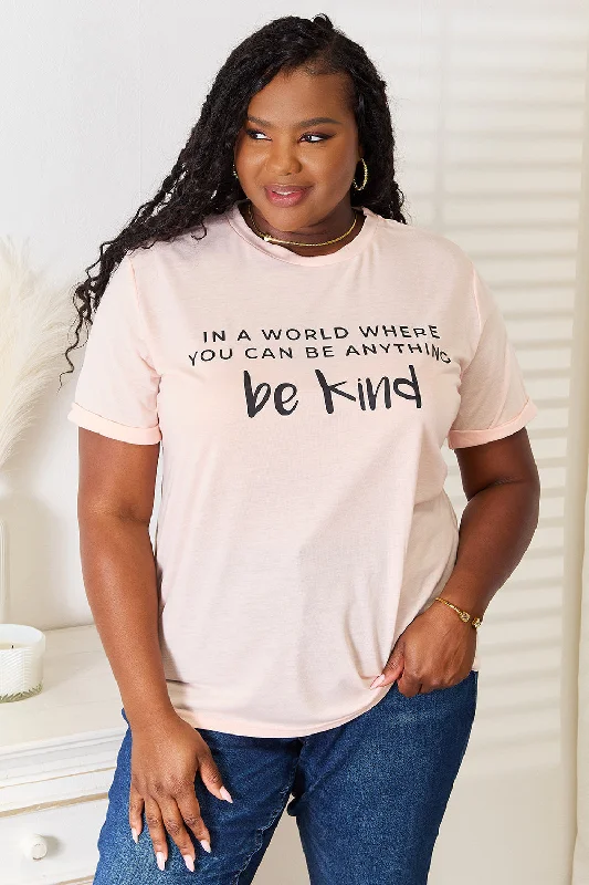 Slogan Graphic Cuffed T-Shirt Limited Time Flash Sale