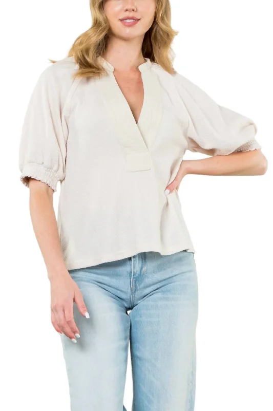 Smock Sleeve Top In Cream Your Timeless Wardrobe Awaits