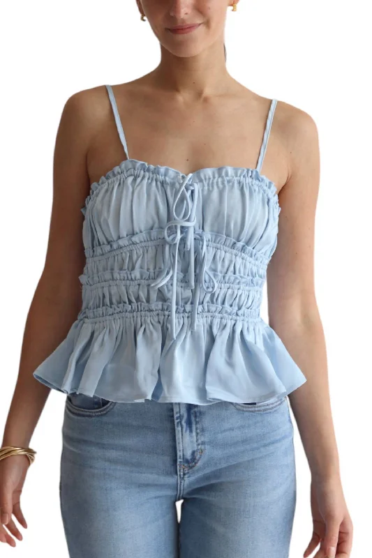 Smocked Cami Tank Top In Blue Vintage Style Clothing Sale