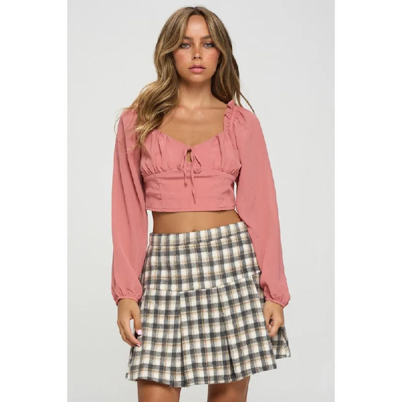 Smocked Long Sleeves Crop Top Chic Style