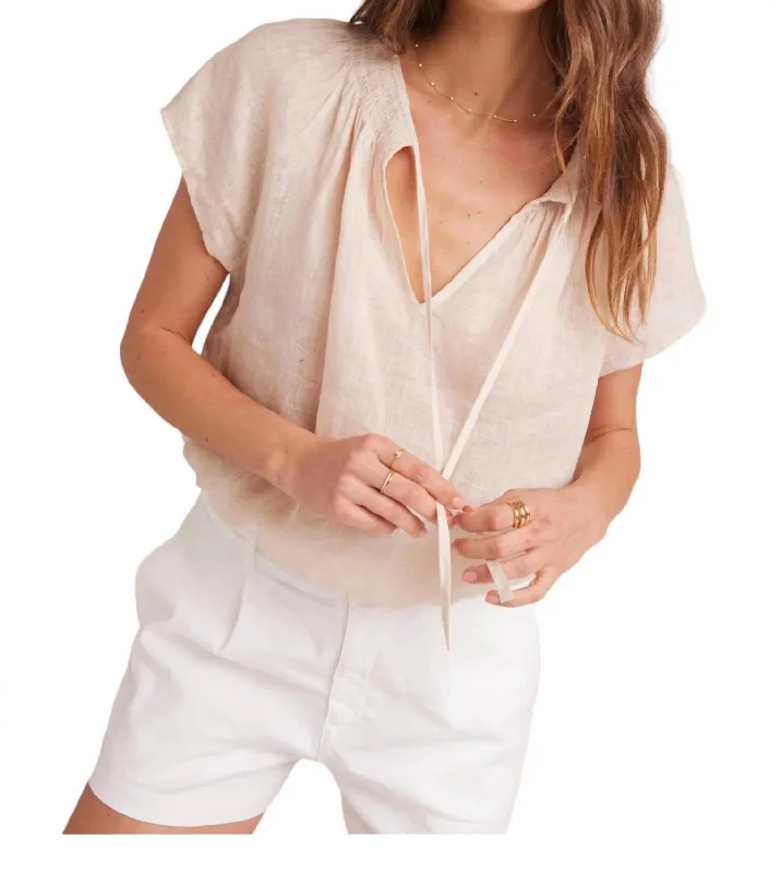 Smocked Tie Top In Cream Elevated Style