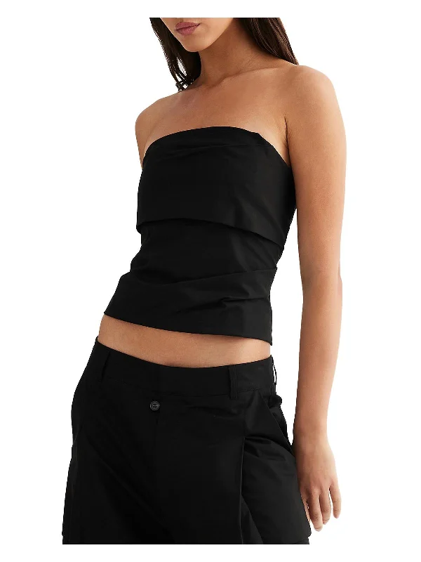 Smokeshow Womens Pleated Cropped Strapless Top Chic Trend Collection