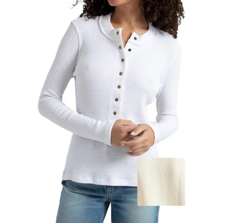 Snap Henley Top In Ivory Spring Wardrobe