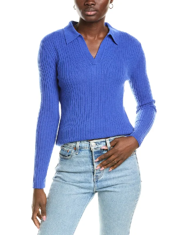 sofiacashmere Rib Polo Cashmere Shirt Latest Trends