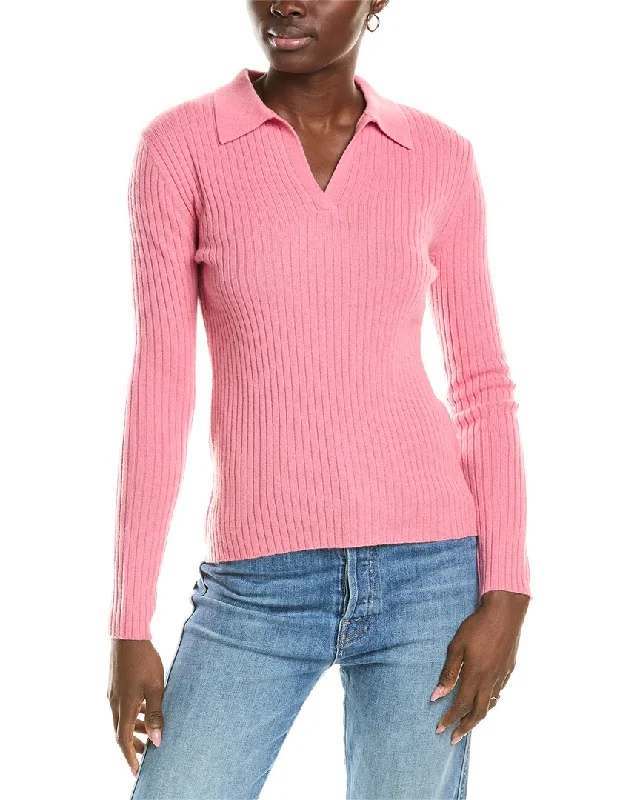 sofiacashmere Rib Polo Cashmere Shirt Chic Trend Collection