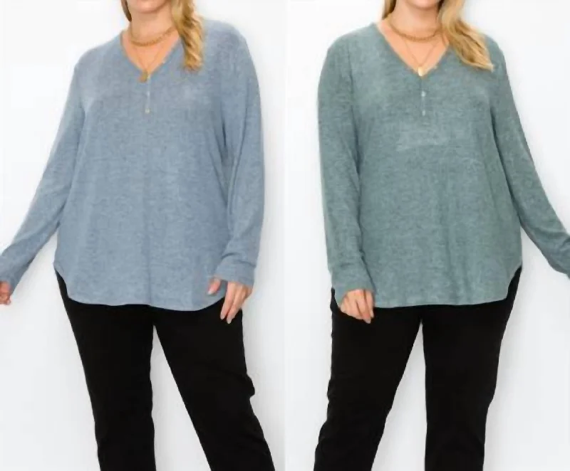 Soft Pullover With Button Detail In Seafoam Big Discounts