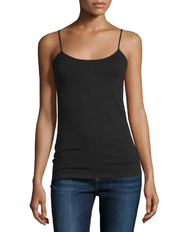 Soft Touch Spaghetti Strap Tank Top In Black Summer Fashion