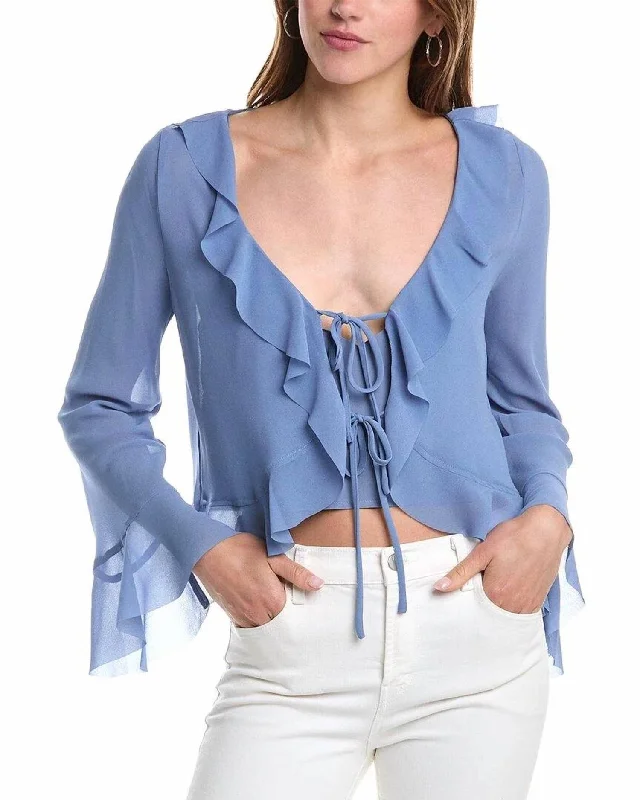 Soleil Ruffle Top In Blue Quick Grab Deals