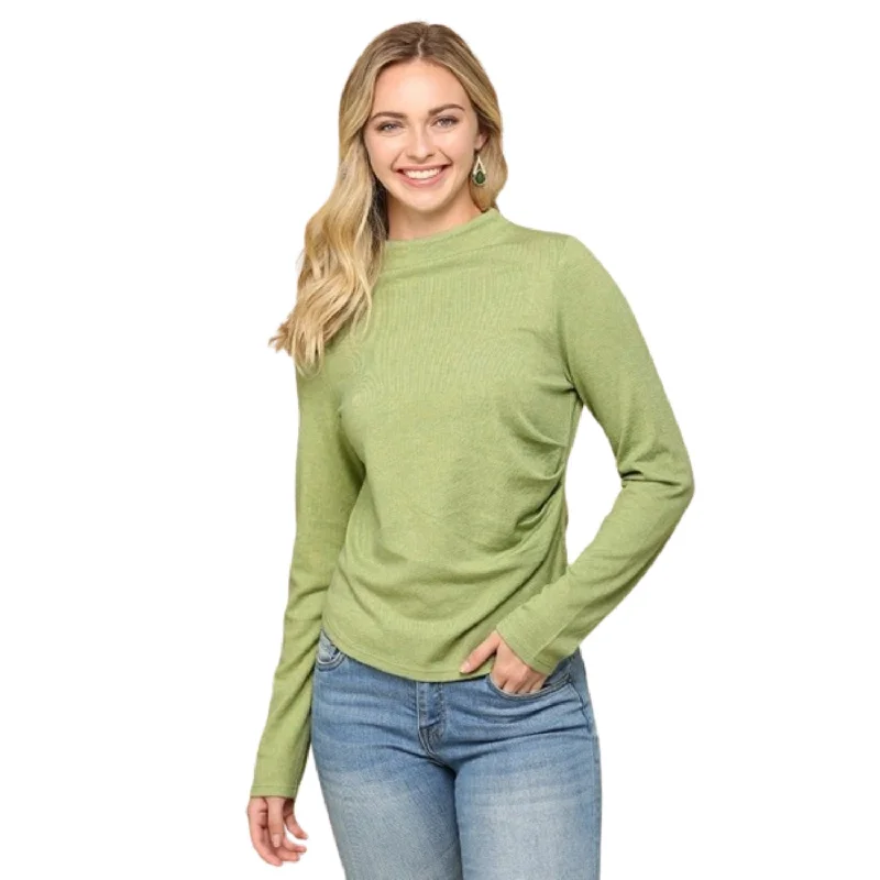 Solid And Cozy Soft Knit Mock Neck Top With Side Ruched Detail Chic Trends Unveiled