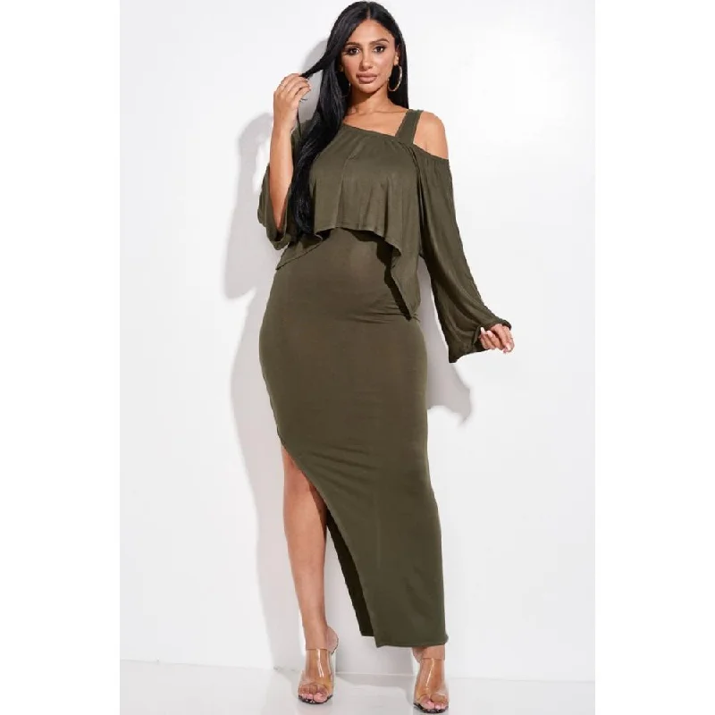 Solid Rayon Spandex Midi Length Tank Dress And Slouchy Cape Top Two Piece Set Seasonal Trends