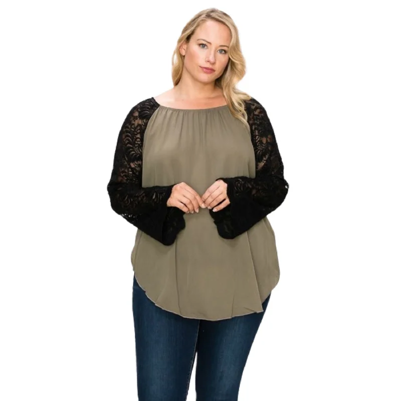 Solid Top Featuring Flattering Lace Bell Sleeves Everyday Basics