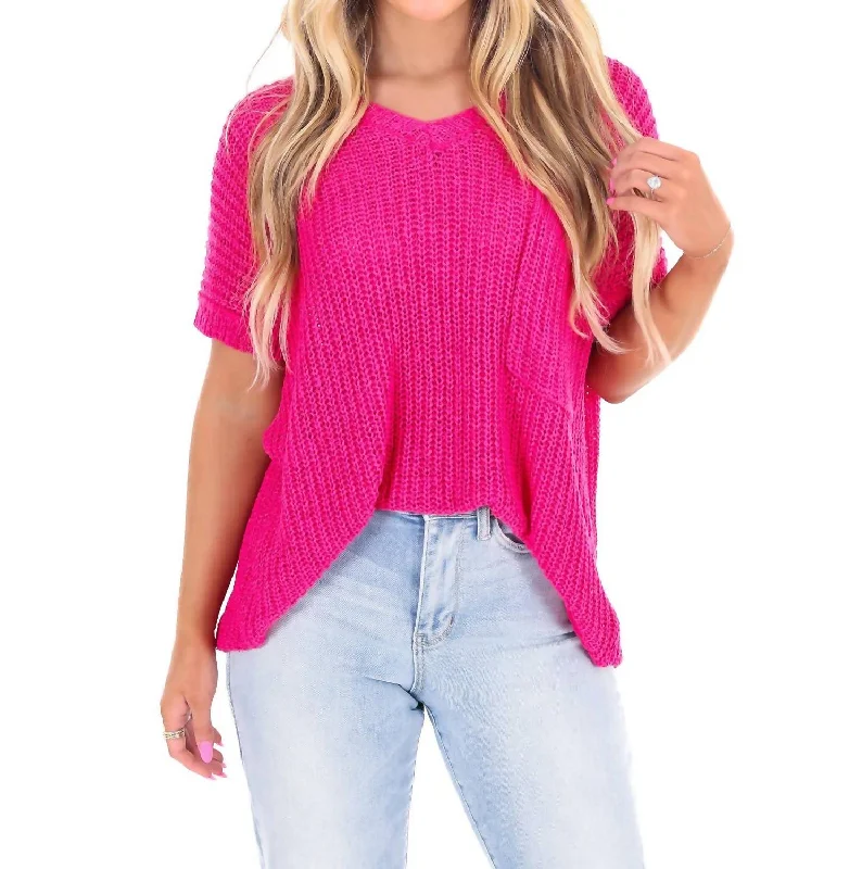 Somewhere Between Sweater Top In Fuchsia Ride The Style Wave