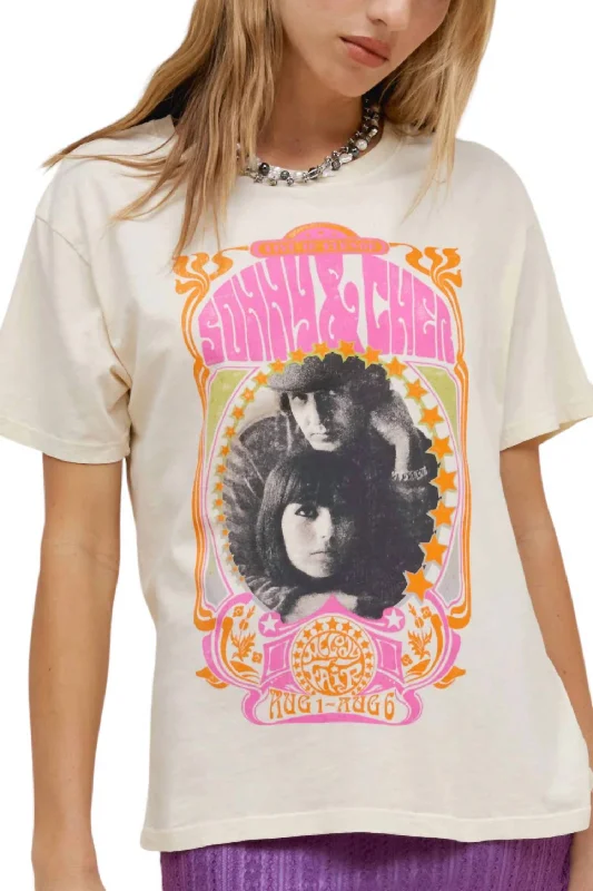 Sonny & Cher Melody Fair Boyfriend Tee Top In Stone Vintage Elegant Simplicity Wardrobe