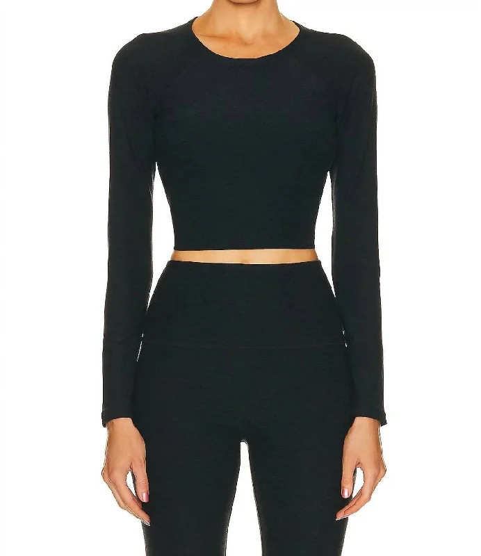 Spacedye Enlightened Cropped Pullover Top In Darkest Night Elegant Clothing